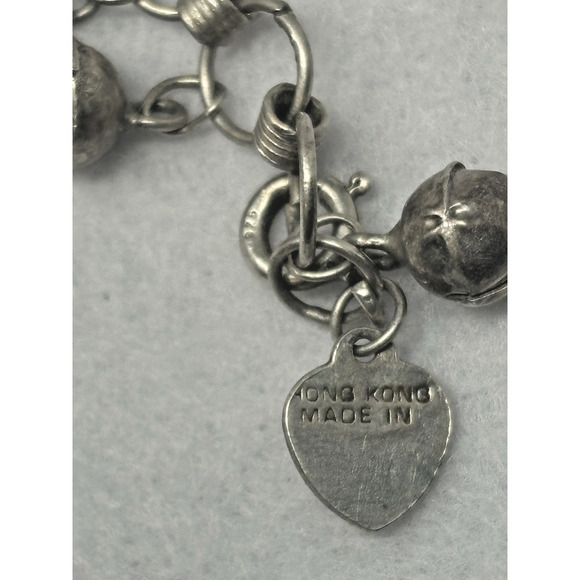 VTG Sterling Silver HONG KONG Jingle Bell Ball 10" Anklet Bracelet Boho Dance - Picture 6 of 7